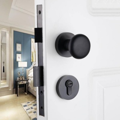 American Round Knob Lockset Residential Zinc Alloy Black Door Lock Door Lever Knob Lock //