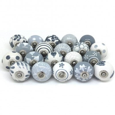 Decorative Ceramic Door Knobs Hand Painted Design Assorted Cabinet Drawers Knobs//